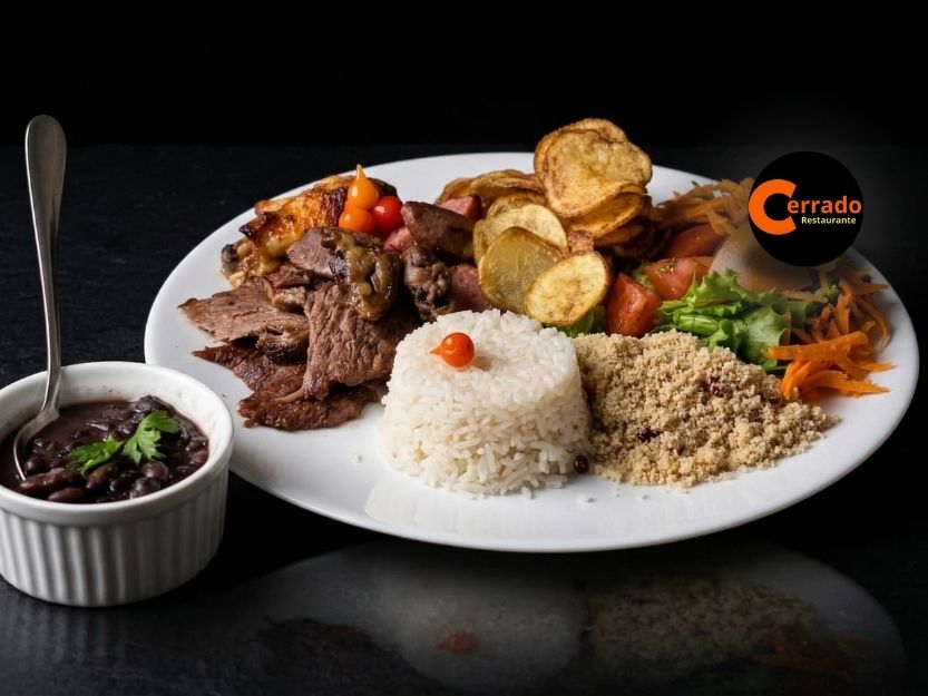 Churrasco com Carne, Coxinha da Asa, Lingui&ccedil;a e Macarr&atilde;o