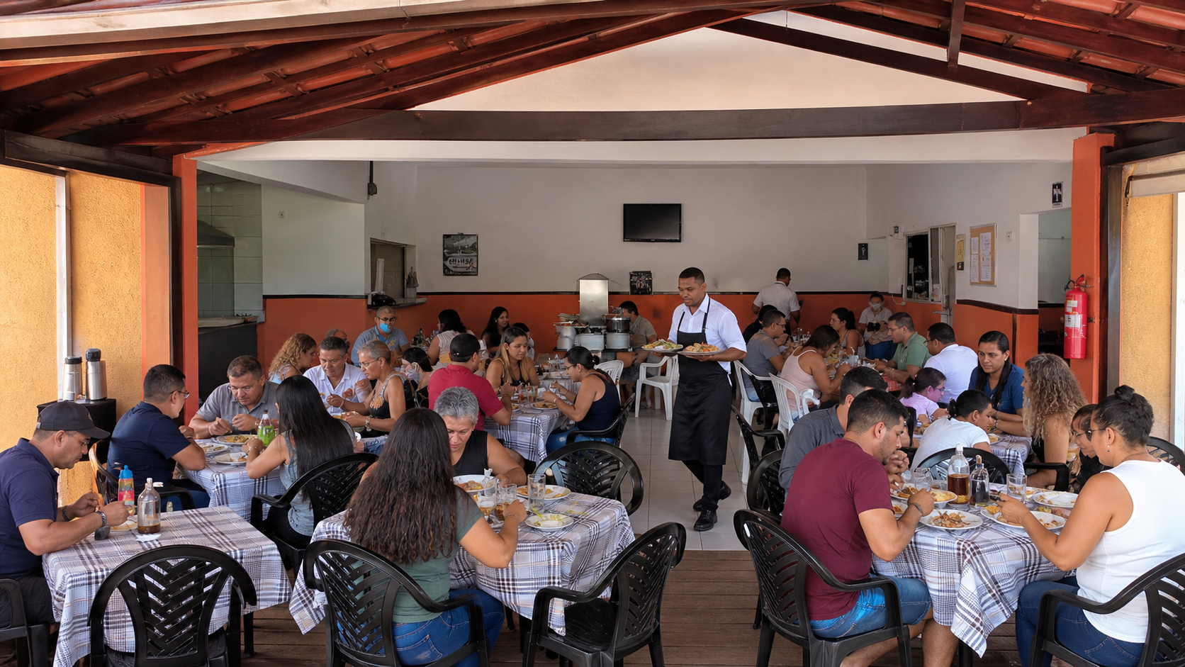 Ambiente do Restaurante Cerrado com foco em atendimento